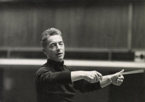 Austrian Conductor Herbert von Karajan Rehearsing for the Lucerne Festival, Berlin