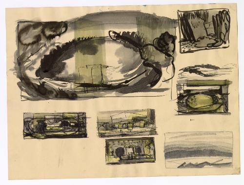 (7 landscape sketches)