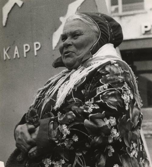 A Lapp woman in the extreme north near Norway, Lapland, Finland