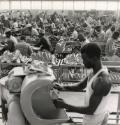 Male workers in a sandal factory, Africa