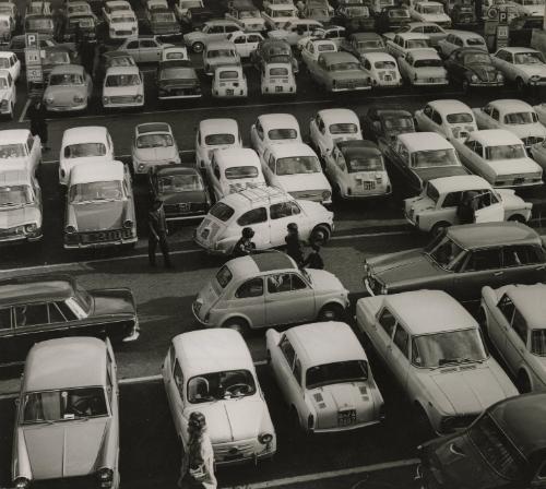Crowded parking lot, Italy