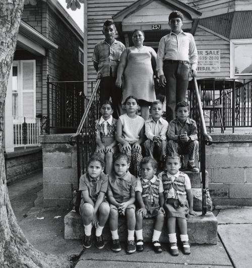 Puerto Rican Couple -- 9 Children on Steps (Genevera & Husband), Buffalo, NY