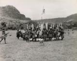 Zulu warriors posing for a group portrait, South Africa