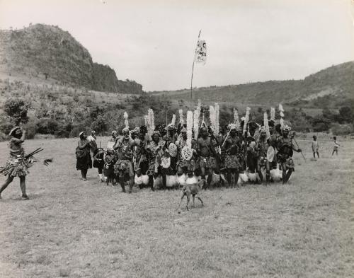 Zulu warriors posing for a group portrait, South Africa
