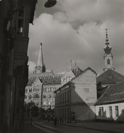 Budapest, capital of Hungary: The building housing the Hungarian state archives, situated on a hill overlooking the Danube