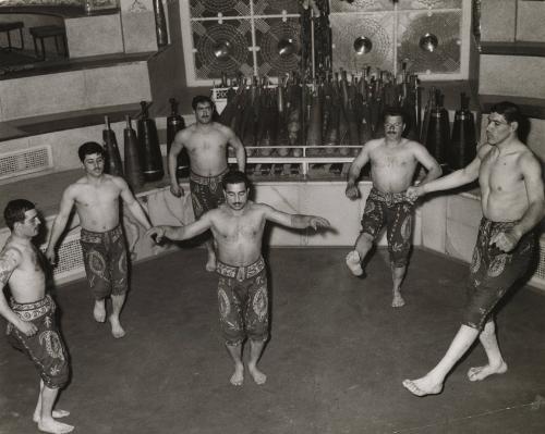 Sportsmen of Varzesh-e bāstānī in traditional costume, Iran