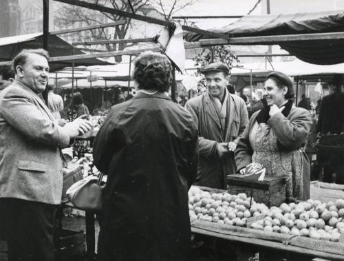 Ruhr District: market in center of Oberhausen, West Germany